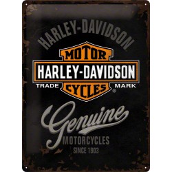 Placa metalica - Harley Davidson Genuine Logo - 30x40 cm